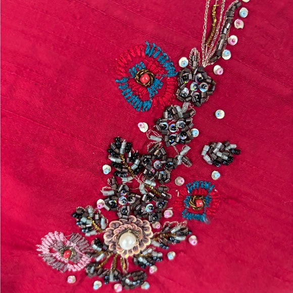 Chico’s Silk Beaded Jacket Size 1 (M 8/10) – Embellished Boho Statement - Picture 9 of 12